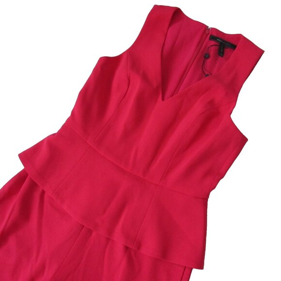 NWT BCBG MaxAzria Cerys in Lipstick Red Crepe Slim Leg Peplum Jumpsuit 4 x 31 - Picture 6 of 7
